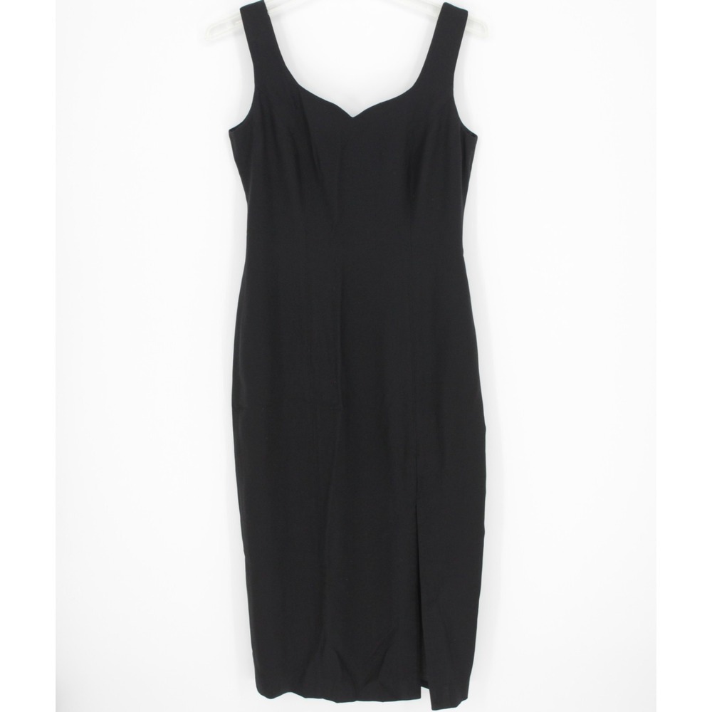 Donna Ricco Women's Vintage Black Sleeveless Sheath Midi Dress Size 4